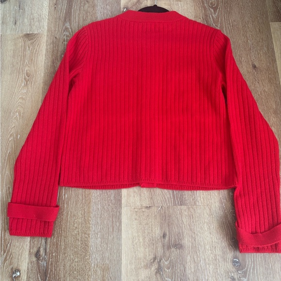 Ann Taylor Ribbed Sweater Jacket Iconic Red Size Medium Fall 2025 Collection - Picture 3 of 10
